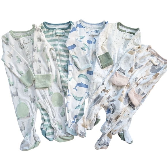 Bundle (5) Cloud Island Baby's 0-3 Months Onsie Bodysuit PJ Footies - Picture 1 of 9